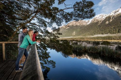 Milford Sound Coach stop at the Mirror Lakes