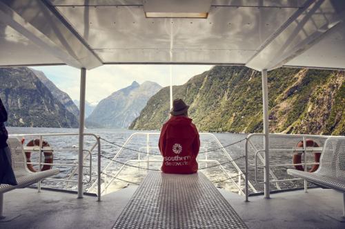 Taking in the grandeur of Milford Sound from Lady Bowen